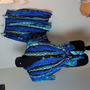 90s Blue tropical 2 piece short vacation set